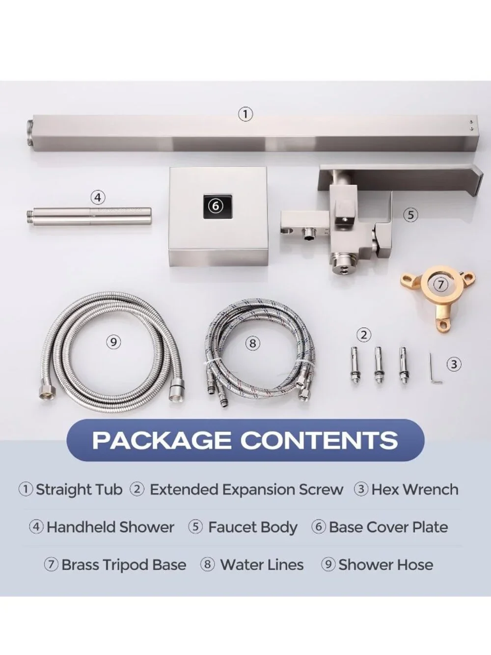 NWT: Waterfall Free Standing Tub Faucet, Hand Sprayer - Floor Mount  (Chrome)